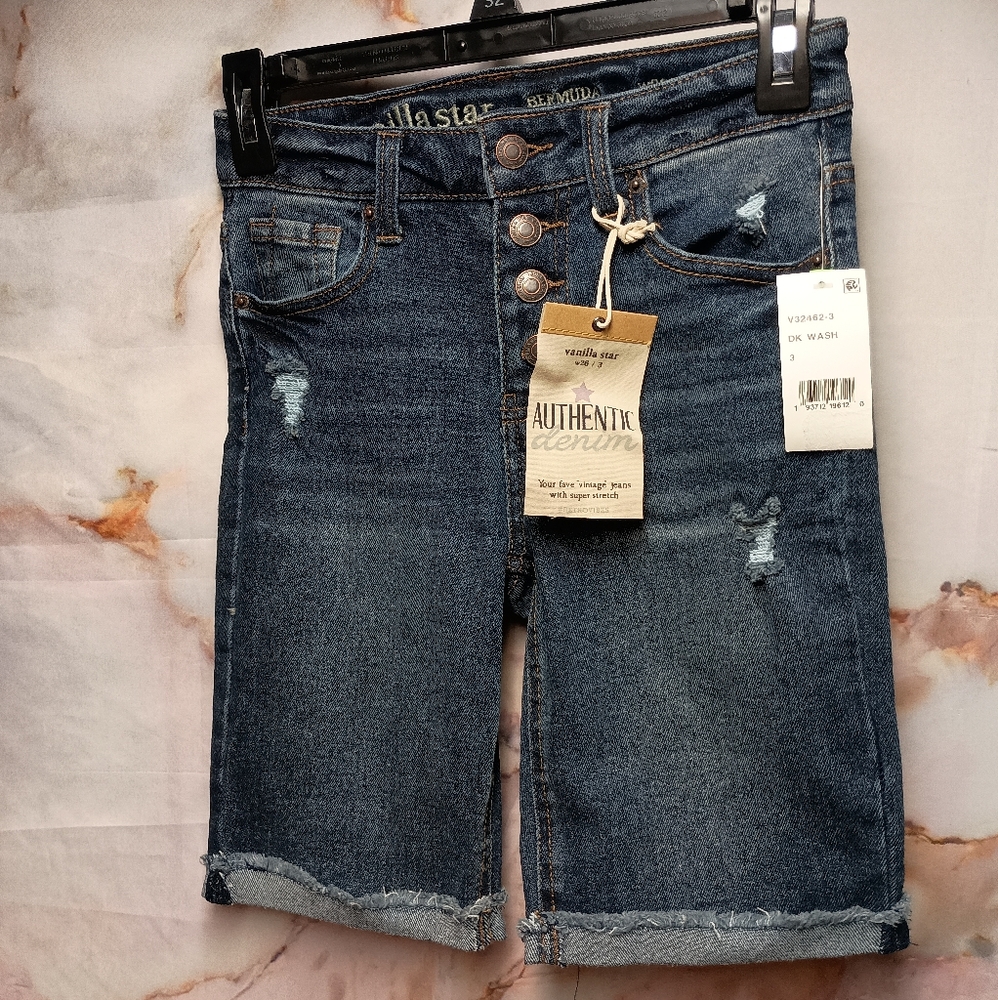 NWT Vanilla Star Dark Wash Denim Bermuda Shorts